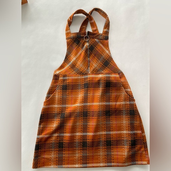 Honey & Sparkle Dresses & Skirts - NEW- Size L Womens Honey & Sparkle Strapped Dress - Zip Front- Rust Orange Plaid